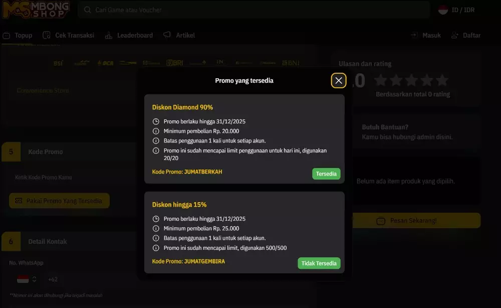 Saya Buktikan Top Up Free Fire di Mbongshop Bisa Diskon 90%